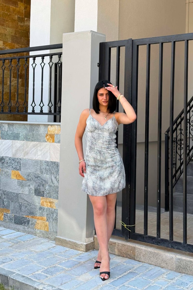 THIN STRAPS V NECK WOMAN DRESS WHITE-E BARDHE - 3