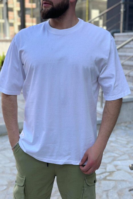 THIS IS HOT NEW ROUND NECK COTTON MEN T-SHIRT WHITE-E BARDHE 