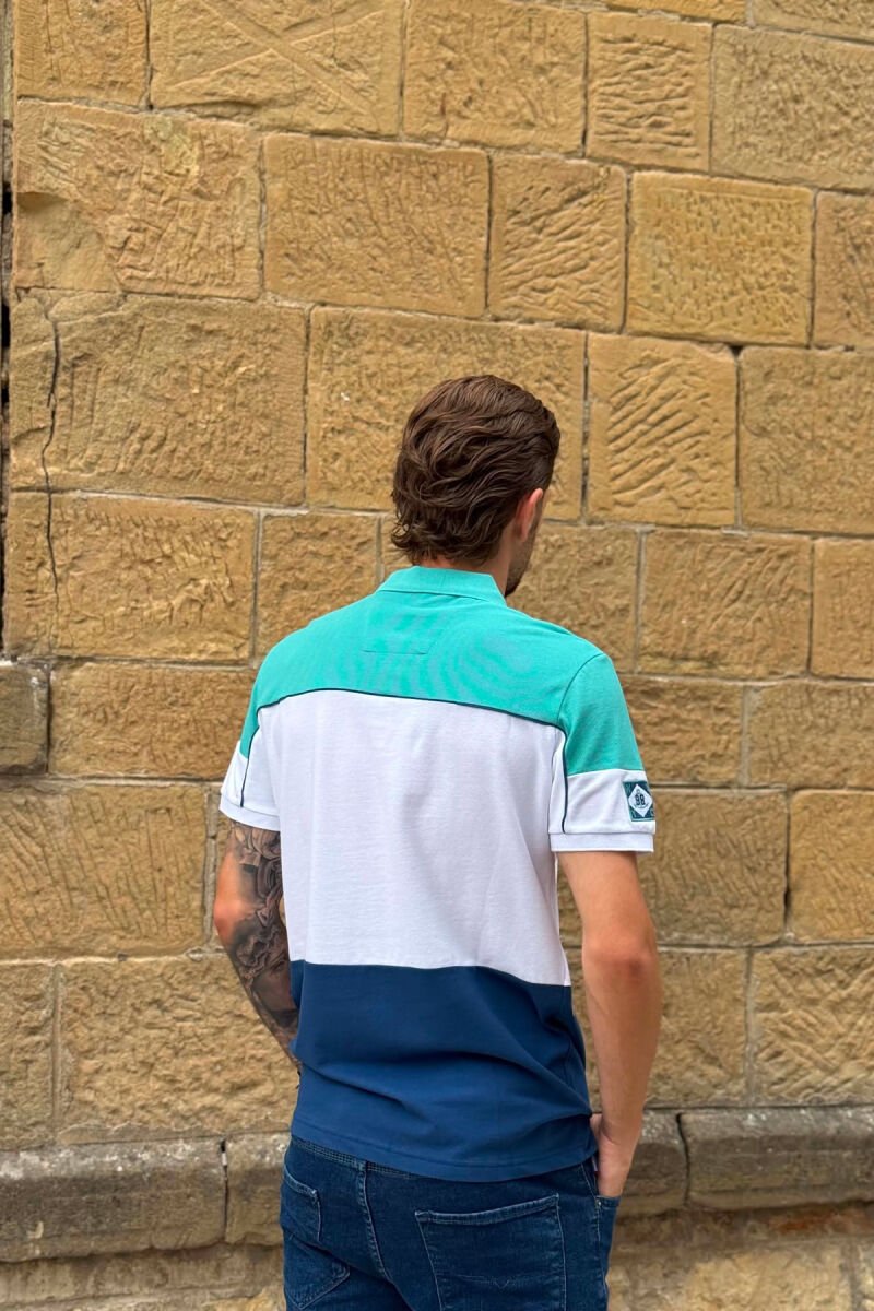 THREE COLORS POLO NECK MEN T-SHIRT BLUE STONE/GK - 3