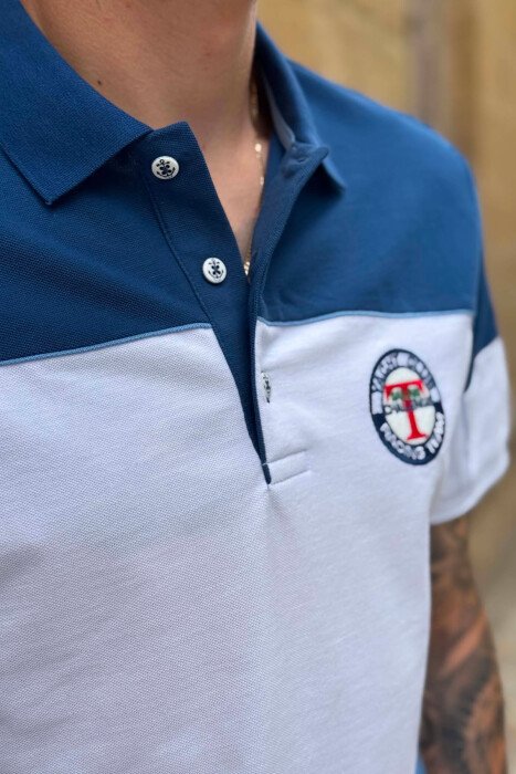THREE COLORS POLO NECK MEN T-SHIRT BLUE/BLU - 2
