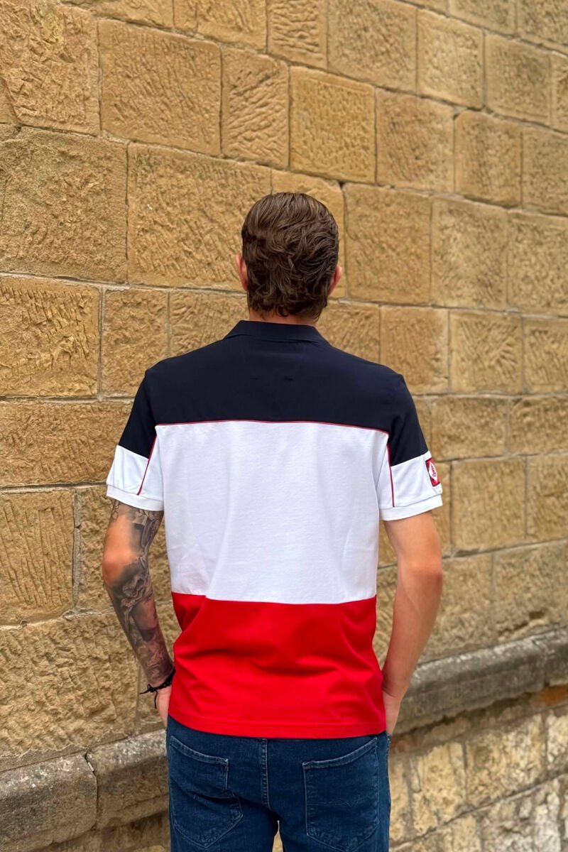 THREE COLORS POLO NECK MEN T-SHIRT DARK BLUE/BEE - 3
