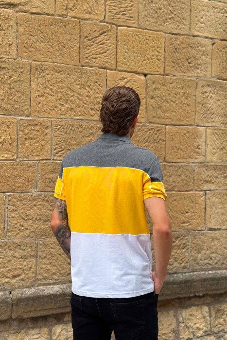 THREE COLORS POLO NECK MEN T-SHIRT GREY/GRI - 3