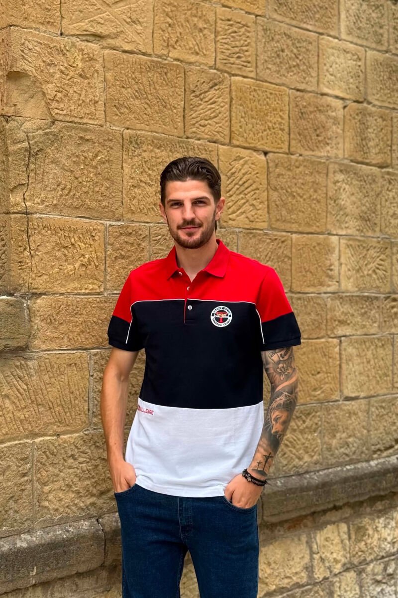 THREE COLORS POLO NECK MEN T-SHIRT RED/E KUQE - 1