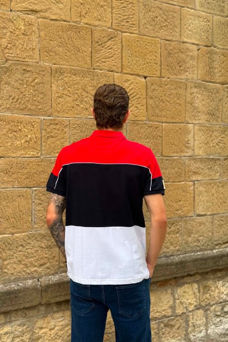 THREE COLORS POLO NECK MEN T-SHIRT RED/E KUQE - 2