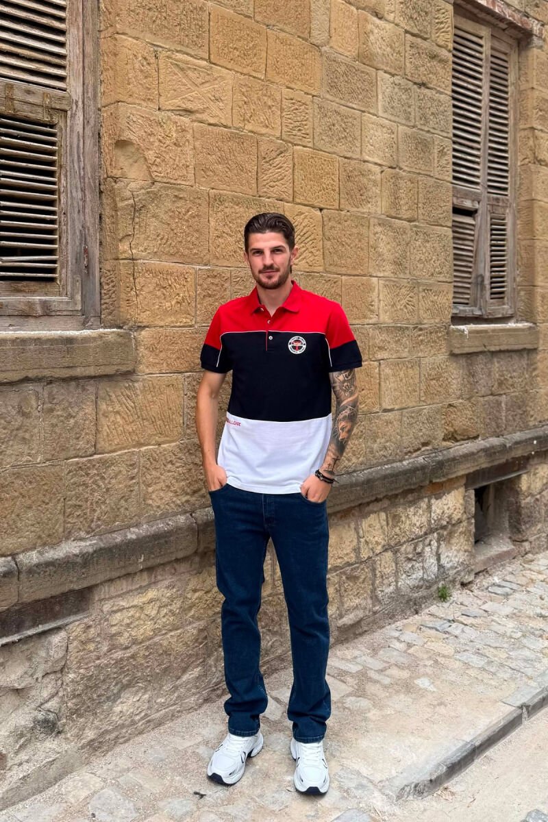 THREE COLORS POLO NECK MEN T-SHIRT RED/E KUQE - 3