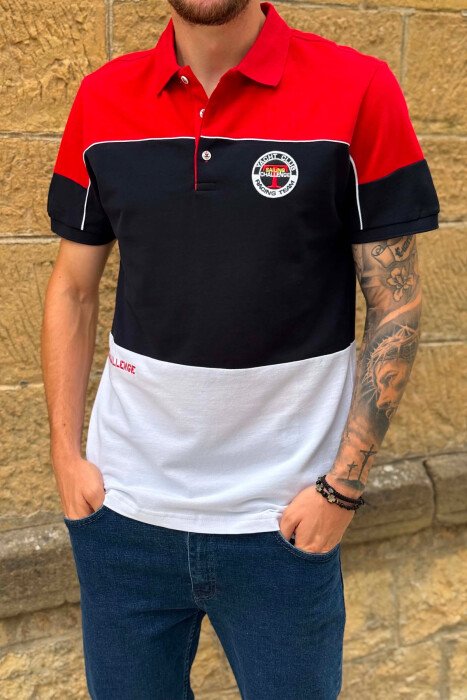 THREE COLORS POLO NECK MEN T-SHIRT RED/E KUQE - 4
