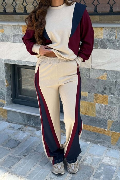THREE COLORS SWEATSHIRT + SWEATPANTS WOMAN SET BEIGE/BEZHE - 3