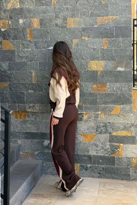 THREE COLORS SWEATSHIRT + SWEATPANTS WOMAN SET BROWN/KAFE - 4