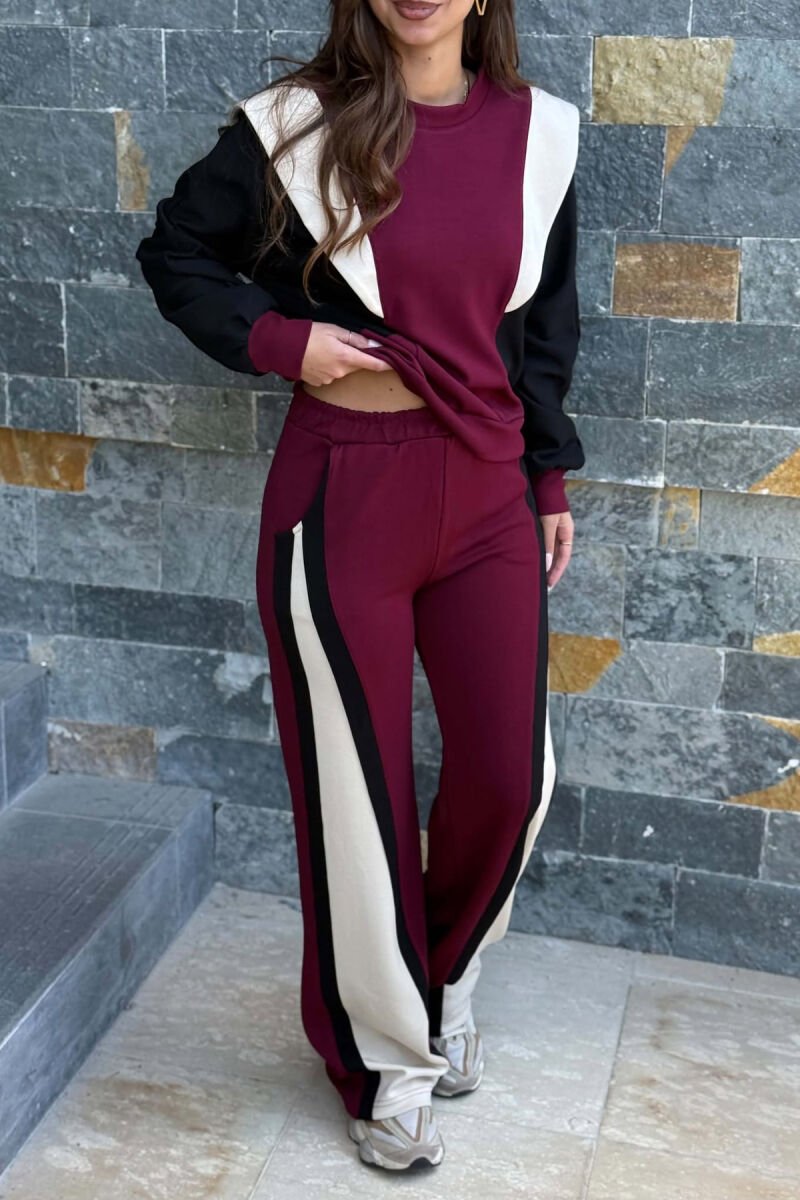 THREE COLORS SWEATSHIRT + SWEATPANTS WOMAN SET BURGUNDY/VISHNJE - 3