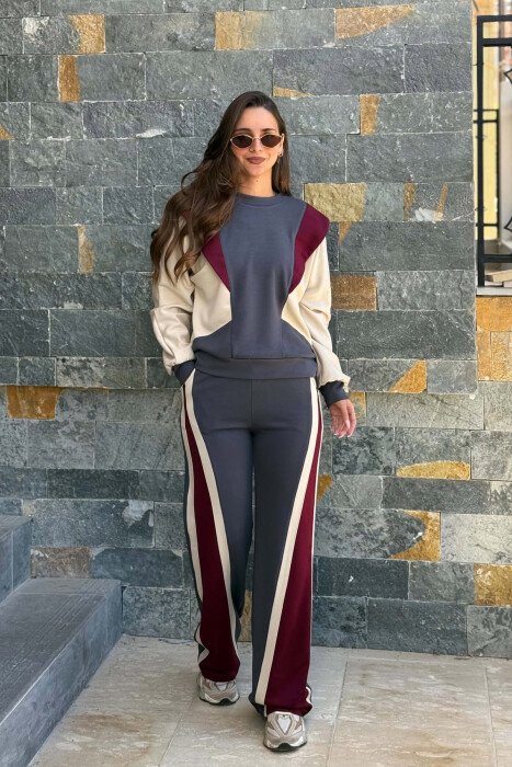 THREE COLORS SWEATSHIRT + SWEATPANTS WOMAN SET GREY/GRI 