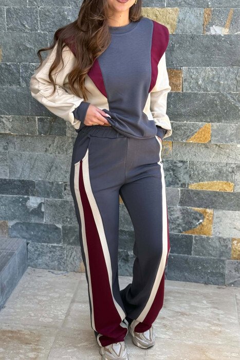 THREE COLORS SWEATSHIRT + SWEATPANTS WOMAN SET GREY/GRI - 4