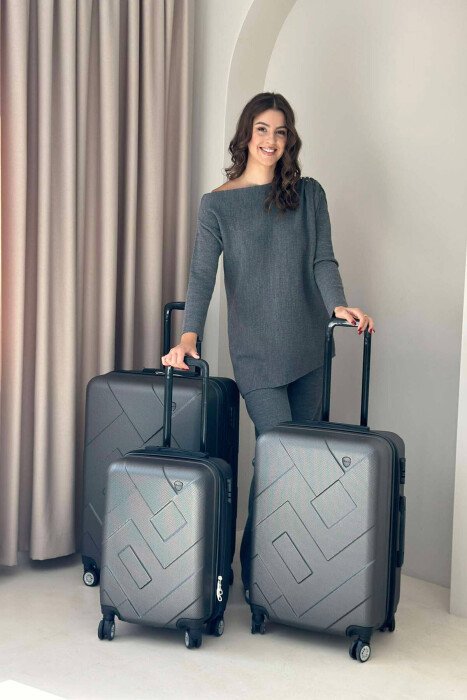 THREE PIECES LUGGAGE SET DARK GREY/GEE - KLAUDIO FASHION