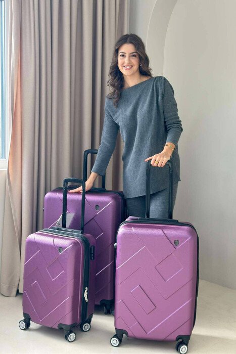 THREE PIECES LUGGAGE SET PINK/ROZE - KLAUDIO FASHION