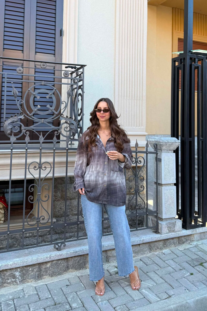 TIE-DYE GOLD BUTTONS WOMAN SHIRT DARK GREY/GEE - 2