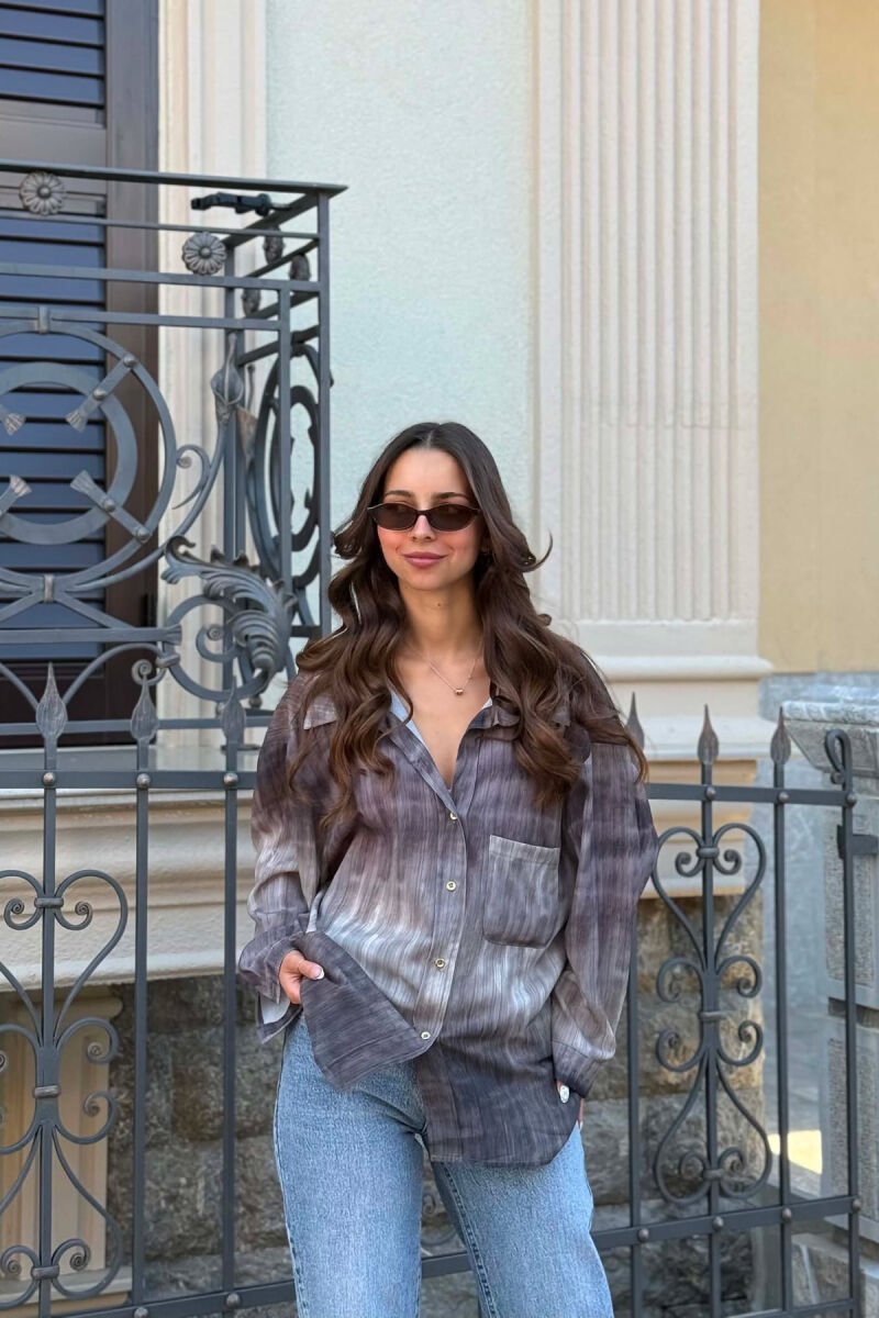 TIE-DYE GOLD BUTTONS WOMAN SHIRT DARK GREY/GEE - 4