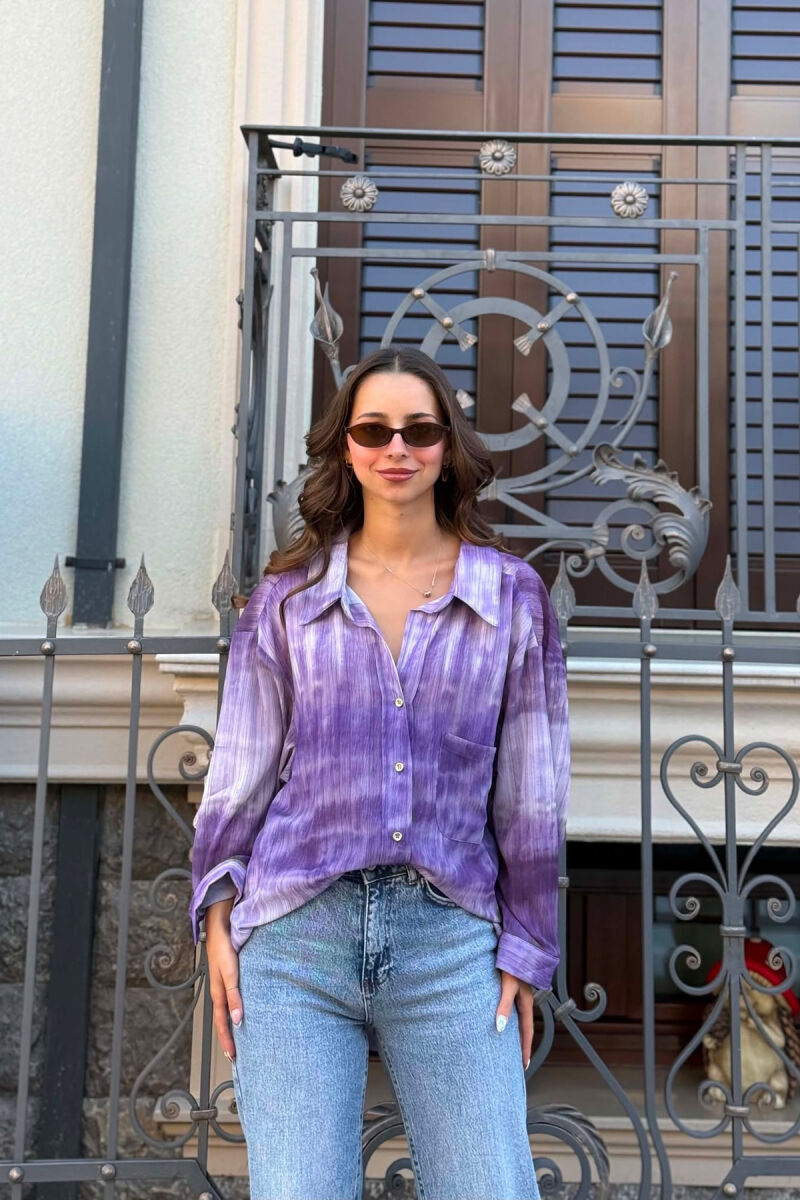 TIE-DYE GOLD BUTTONS WOMAN SHIRT PURPLE/LEJLA - 3