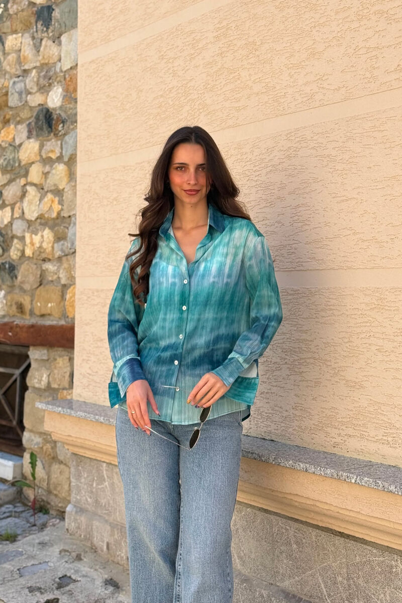 TIE-DYE LONG SLEEVE WOMAN SHIRT GREEN/JESHILE - 3