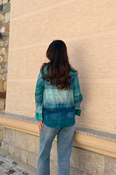 TIE-DYE LONG SLEEVE WOMAN SHIRT GREEN/JESHILE - 5