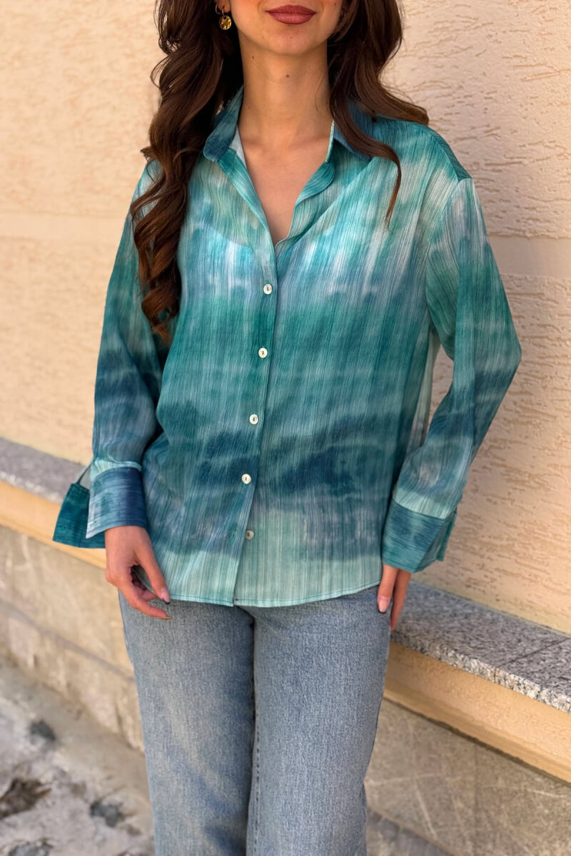 TIE-DYE LONG SLEEVE WOMAN SHIRT GREEN/JESHILE - 6