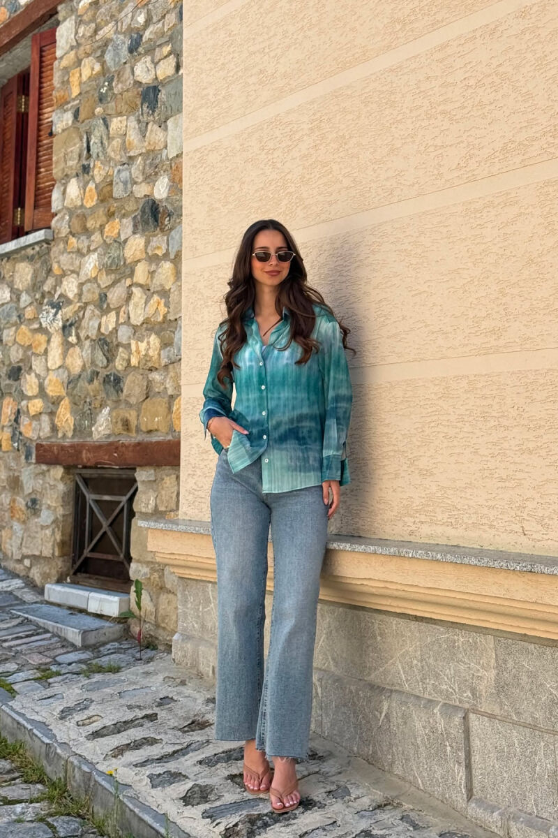 TIE-DYE LONG SLEEVE WOMAN SHIRT GREEN/JESHILE - 7