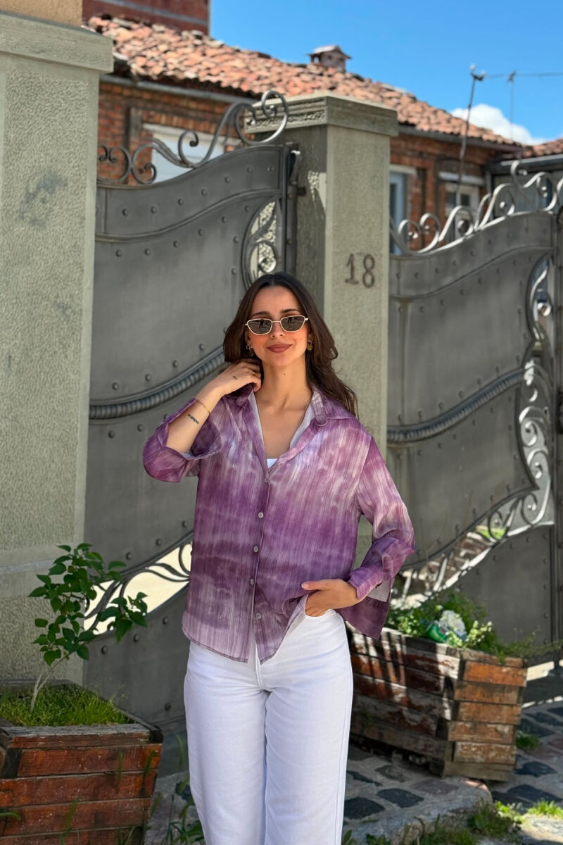 TIE-DYE LONG SLEEVE WOMAN SHIRT LIGHT PURPLE/LEZB - 1