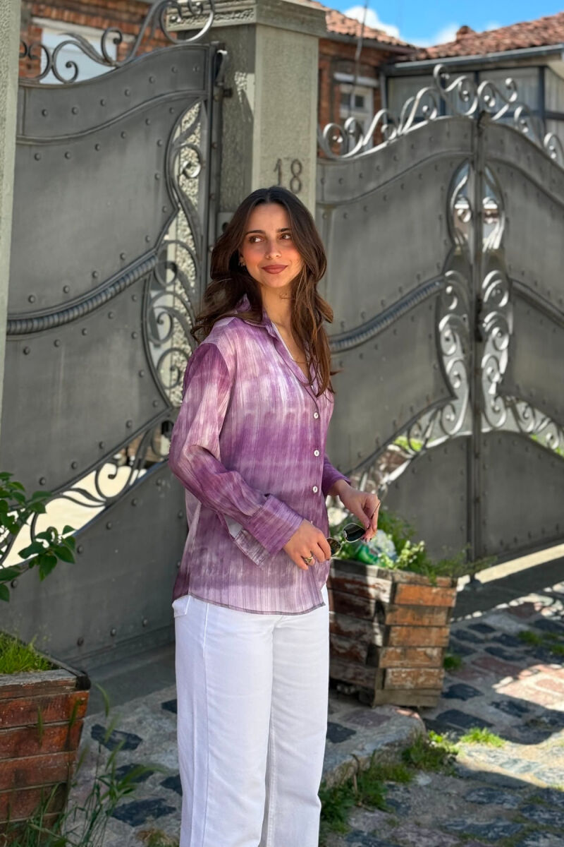 TIE-DYE LONG SLEEVE WOMAN SHIRT LIGHT PURPLE/LEZB - 5