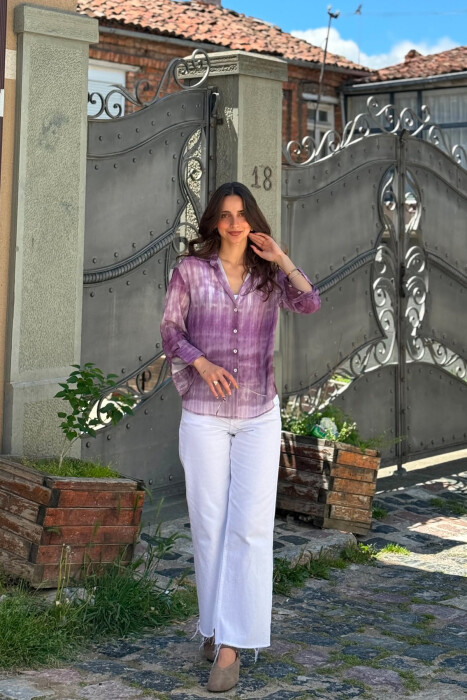 TIE-DYE LONG SLEEVE WOMAN SHIRT LIGHT PURPLE/LEZB - 6