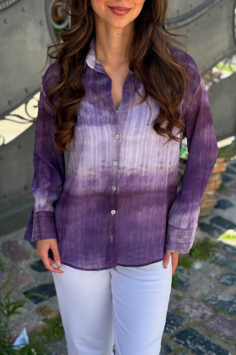 TIE-DYE LONG SLEEVE WOMAN SHIRT PURPLE/LEJLA - 2