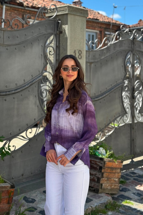 TIE-DYE LONG SLEEVE WOMAN SHIRT PURPLE/LEJLA - 5