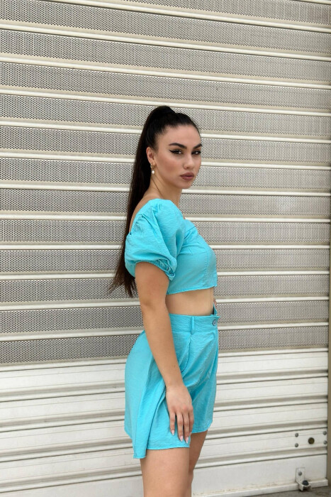 TOP+SHORTS WOMAN SET LIGHTBLUE/BZ - 2