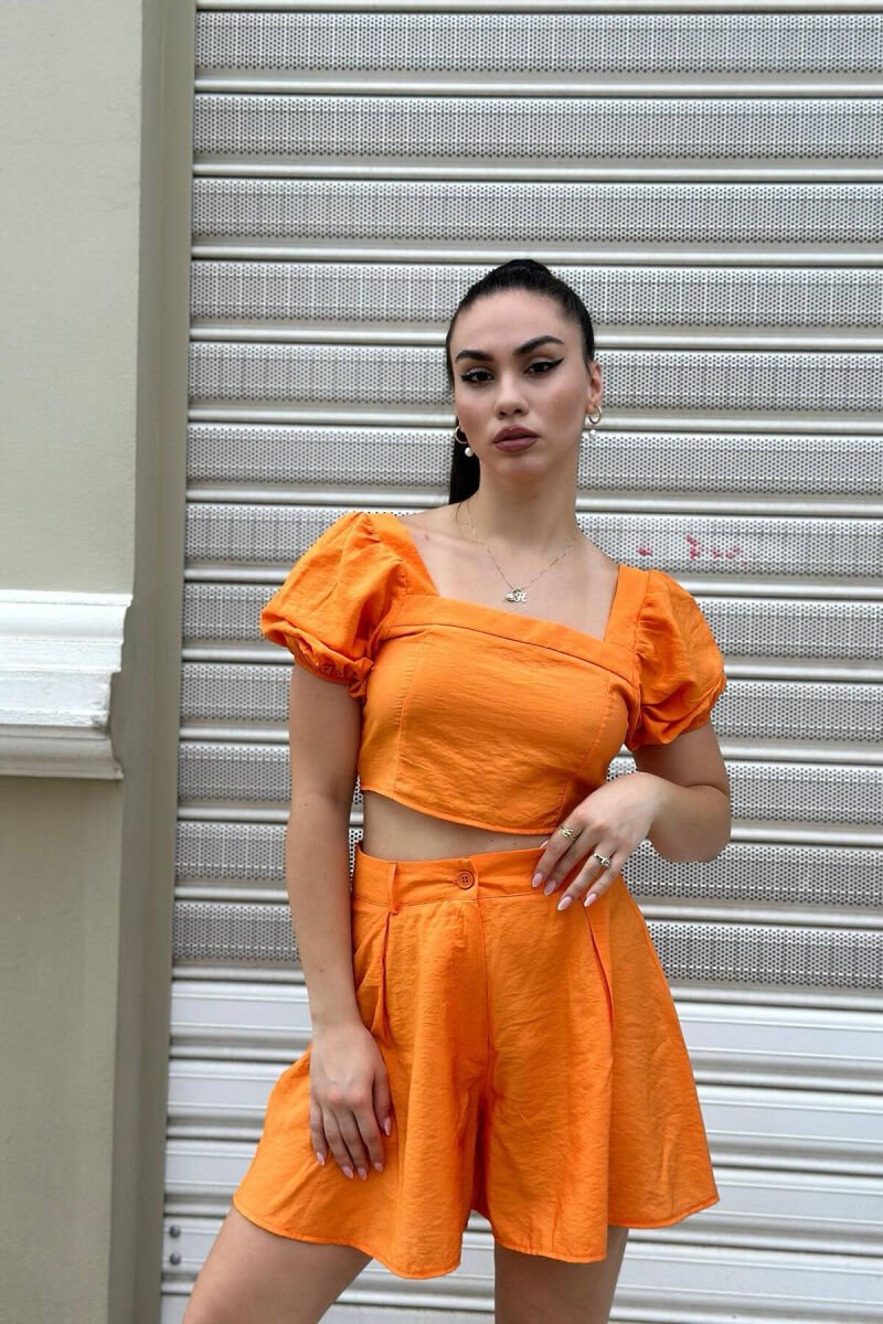 TOP+SHORTS WOMAN SET ORANGE/PORTOKALLI - 1