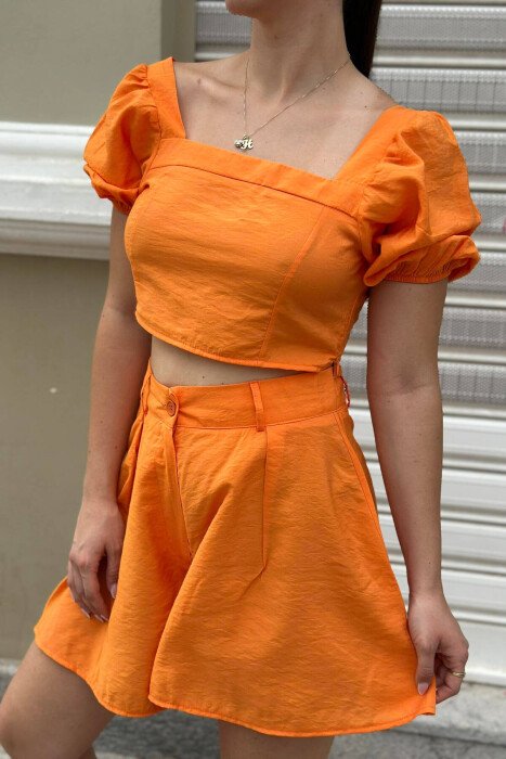 TOP+SHORTS WOMAN SET ORANGE/PORTOKALLI - 3