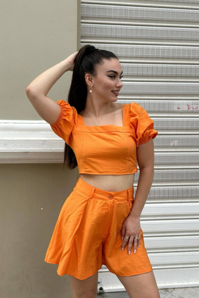 TOP+SHORTS WOMAN SET ORANGE/PORTOKALLI - 4