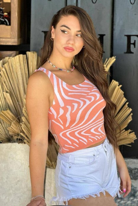 TWO COLOR SIMPLE WOMAN TANK TOPS ORANGE/PORTOKALLI 