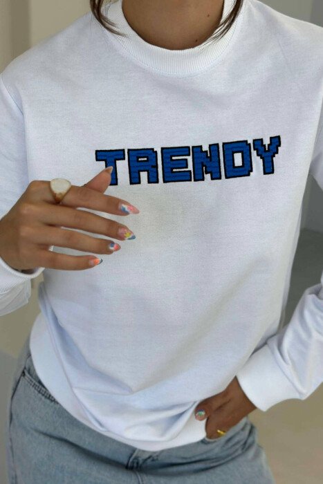 TRENDY WRITTINGS COTTON WOMAN SWEATSHIRT WHITE-E BARDHE - 5