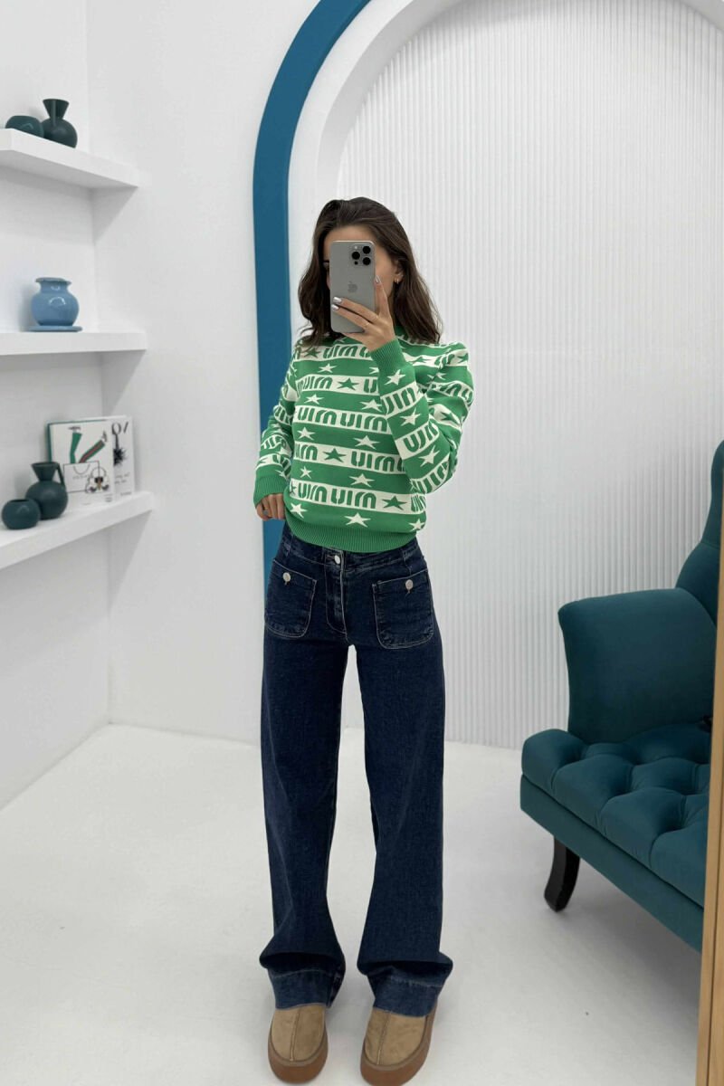 TRIKO ME JAKË TË RRUMBULLAKËT DHE DIZJANE TË NDRYSHME PËR FEMRA NË NGJYRË JESHILE - 1