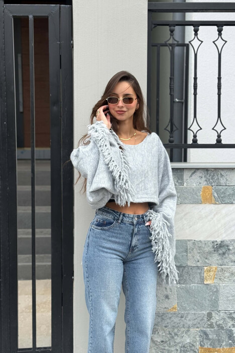 TRIKO E SHKURTER NJE NGJYRESHE PER FEMRA NE NGJYRE GRI - KLAUDIO FASHION