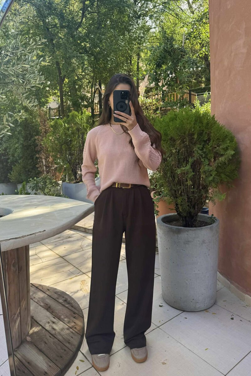 TRIKO E THJESHTË NJËNGJYRËSHE PËR FEMRA NË NGJYRËN PUDËR - 2