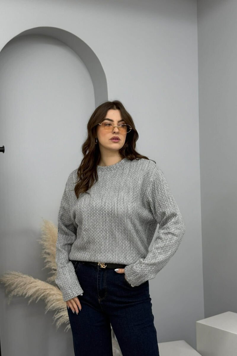TRIKO E THURUR NJËNGJYRËSHE ME JAKË TË RRUMBULLAKËT PËR FEMRA NË NGJYRËN GRI - 3