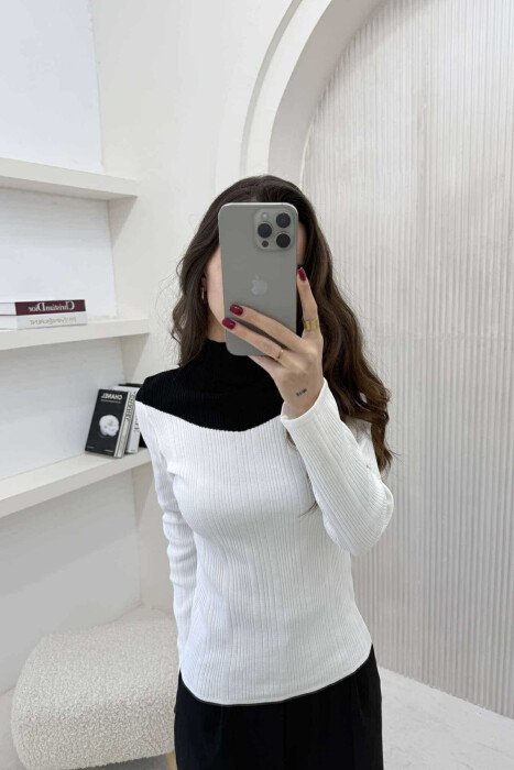 TRIKO ME DY NGJYRA DHE JAKË GJYSËM GOLF PËR FEMRA NË NGJYRËN E BARDHË - 3