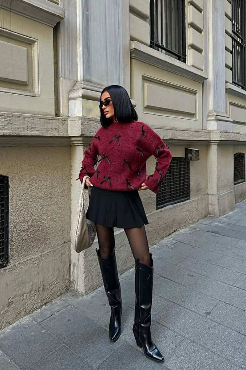 TRIKO ME FJONGO PËR FEMRA NË NGJYRËN VISHNJË - 3