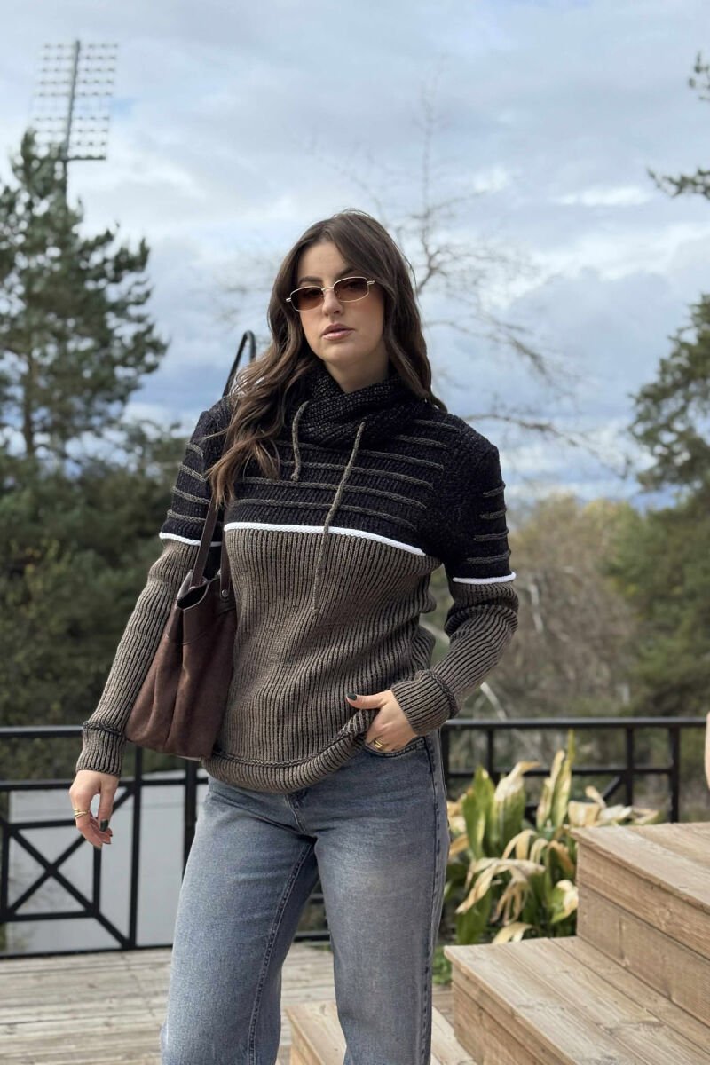 TRIKO ME JAKE GOLF ME DETAJIN E LIDHSEVE PER FEMRA NE NGJYRE KAFE TE ERRET - 2