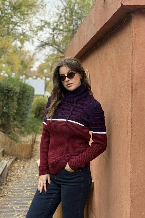 TRIKO ME JAKE GOLF ME DETAJIN E LIDHSEVE PER FEMRA NE NGJYRE VISHNJE - 3