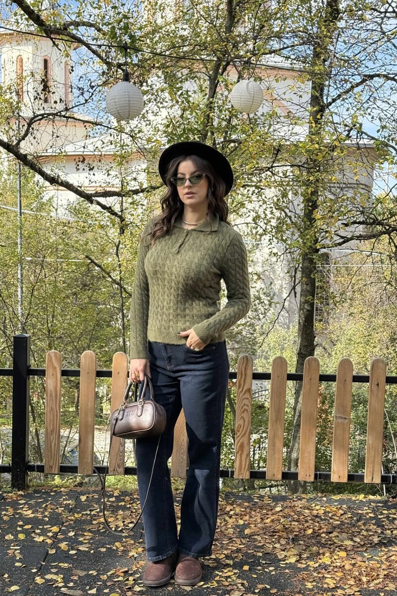 TRIKO ME JAKË POLO DHE BUTONA PËR FEMRA NË NGJYRË JESHILE - 1