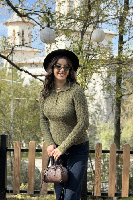 TRIKO ME JAKË POLO DHE BUTONA PËR FEMRA NË NGJYRË JESHILE - 2