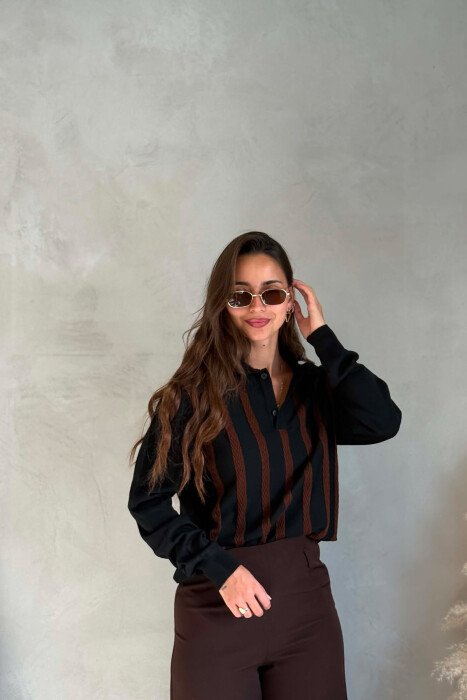 TRIKO ME JAKE POLO DHE VIJA PER FEMRA NE NGJYRE TE ZEZE - KLAUDIO FASHION