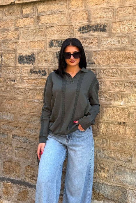 TRIKO ME JAKË POLO PËR FEMRA NË NGJYRË JESHILE - KLAUDIO FASHION