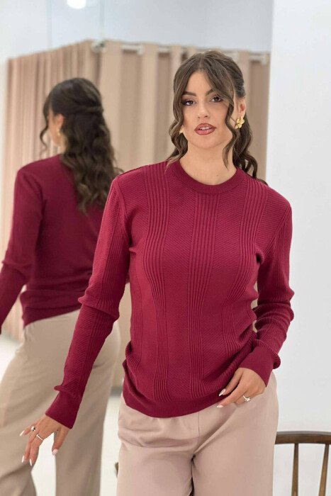 TRIKO ME JAKË TË RRUMBULLAKËT PËR FEMRA NË NGJYRËN VISHNJË - 4