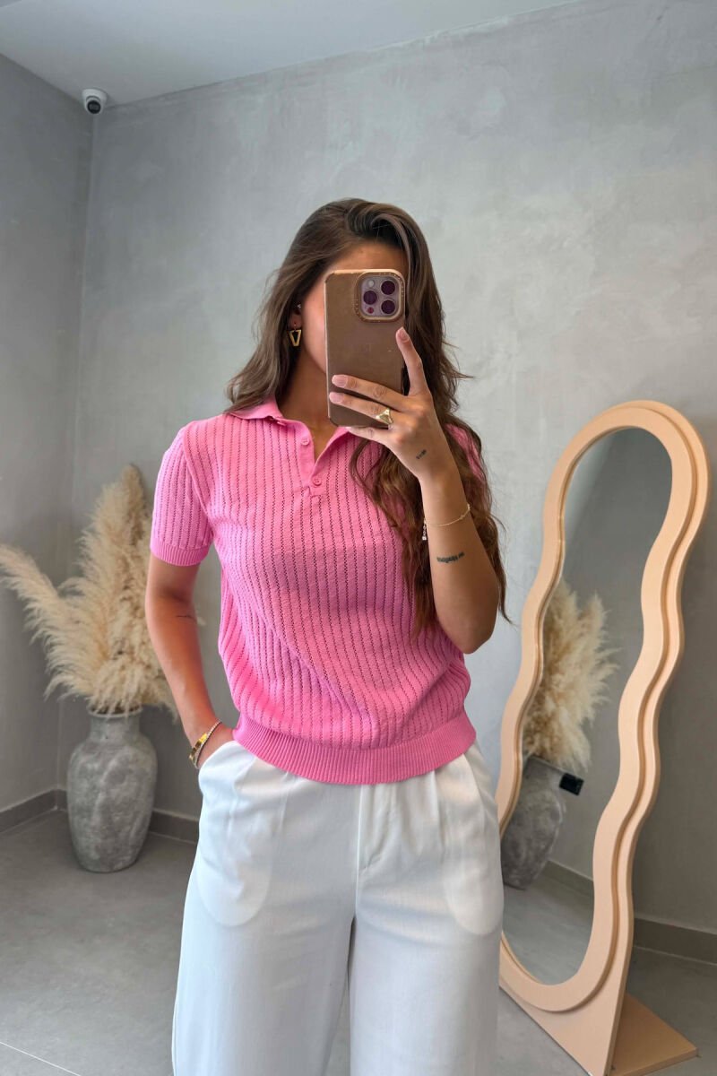 TRIKO ME MENGE TE SHKURTRA PER FEMRA NE NGJYRE ROZE - 1
