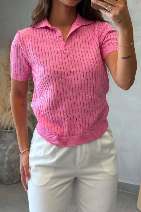 TRIKO ME MENGE TE SHKURTRA PER FEMRA NE NGJYRE ROZE - 2